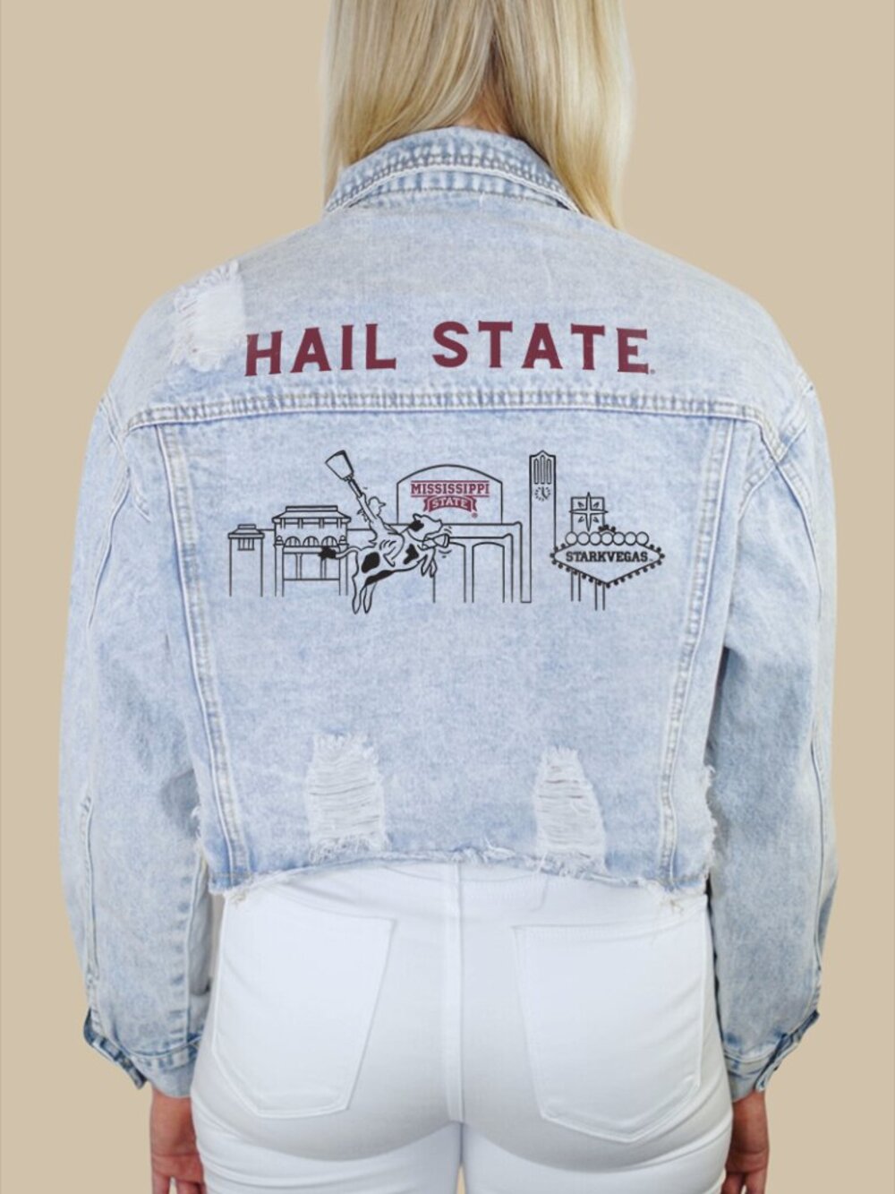 Mississippi State Campus Skyline Denim Jacket - Picture 4 of 4